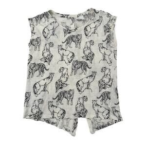 Cynthia Rowley Tank Women’s Medium White Tiger Leopard Linen Safaricore